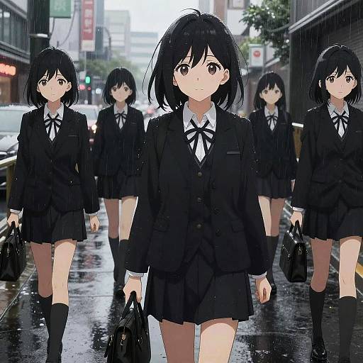 Black Aesthetic Anime Girls in Rain