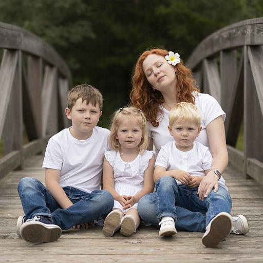 Family Portrait on a Wooden Bridge