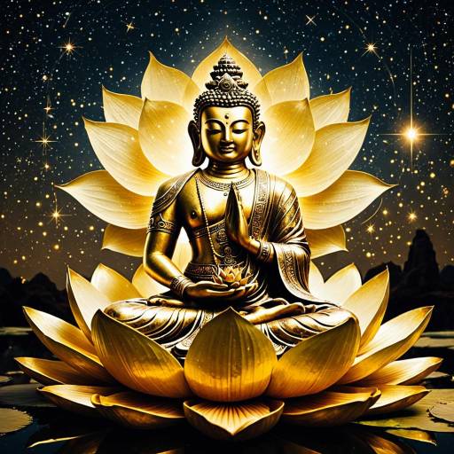 Ancient Deity on Golden Lotus Flower