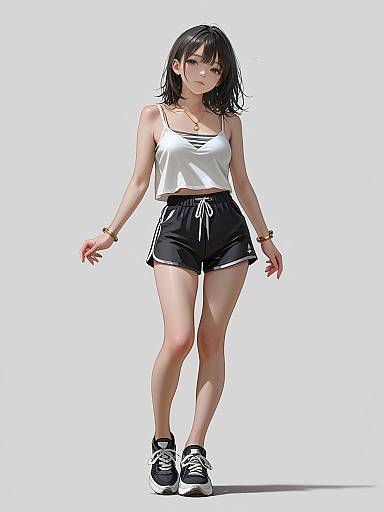 Realistic Casual Sporty Woman Full Body