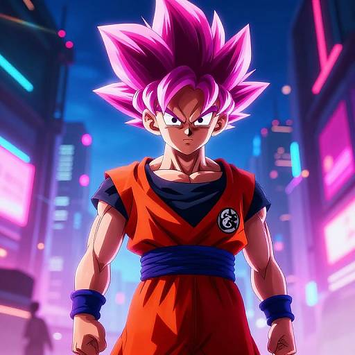 Spiky Hair Anime Boy in Futuristic City