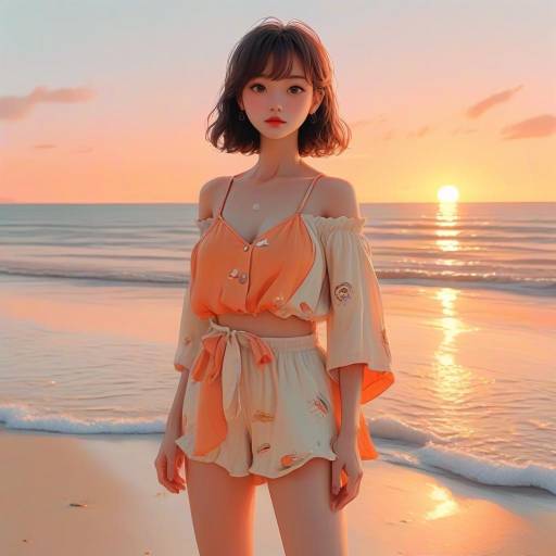 Woman at Beach during Sunset