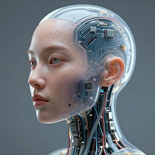 Photorealistic Android with Translucent Skin and Circuitry