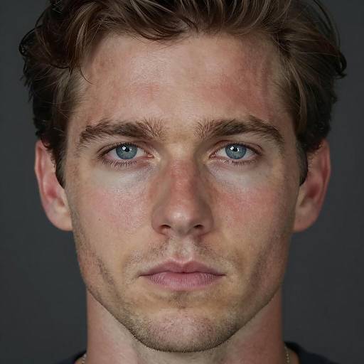 Serious Man Portrait with Blue Eyes