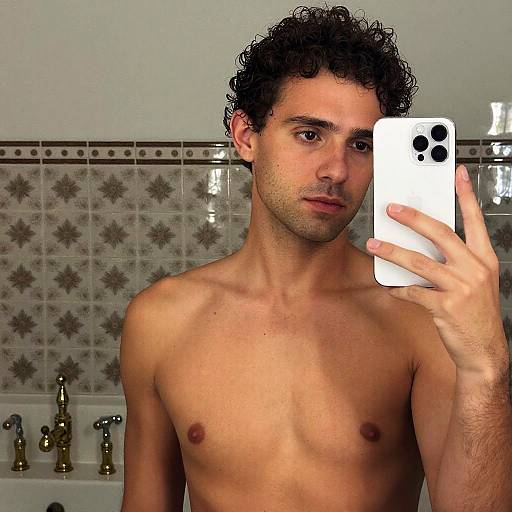 Photorealistic Vintage Bathroom Mirror Selfie