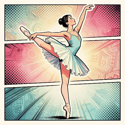 Comic Style Ballerina in Arabesque Pose