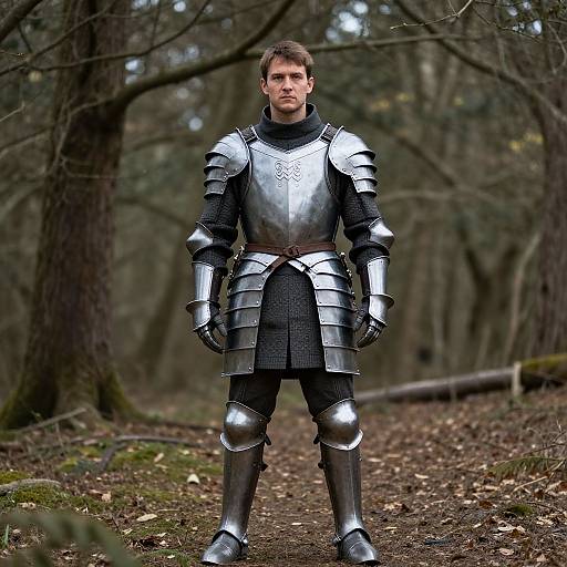 Man in Armor LARP Costume in Forest