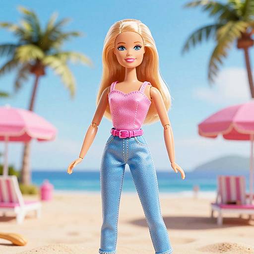 Hyperrealistic Barbie in Tropical Paradise
