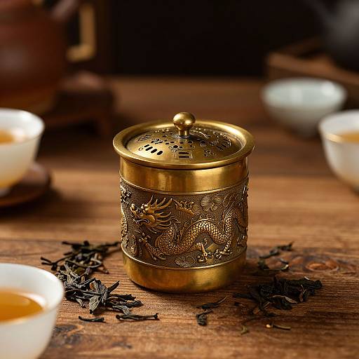 Vintage Chinese Dragon Brass Tea Strainer