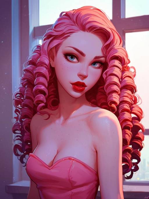 Elegant Girl in a Pink Dress