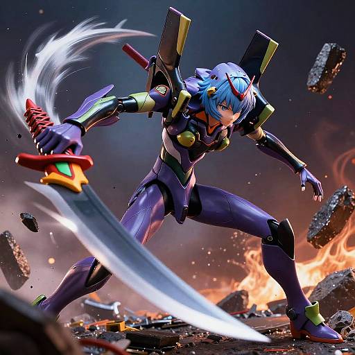 Epic Mecha Anime Battle Scene