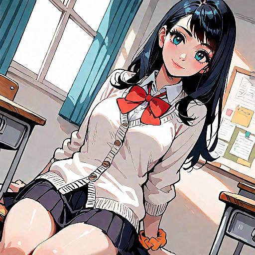Anime Schoolgirl in Classroom