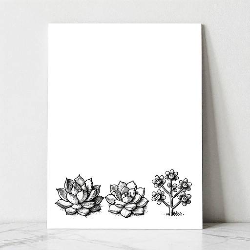Minimalist Stippled Succulent Illustration