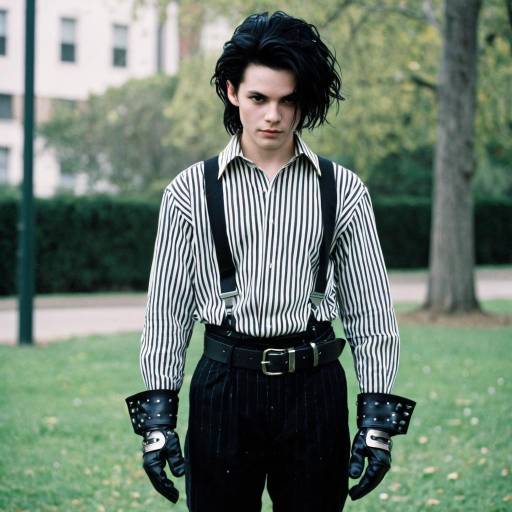 Young Man in Edward Scissorhands Inspired Costume