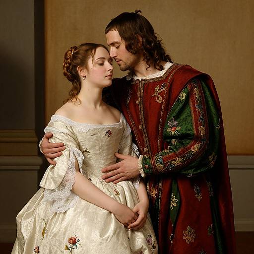 Renaissance Romantic Embrace Portrait