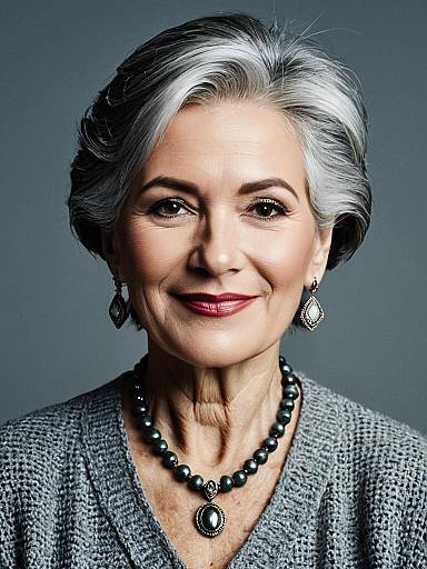 Portrait of Elegant Older Woman with Grey Hair