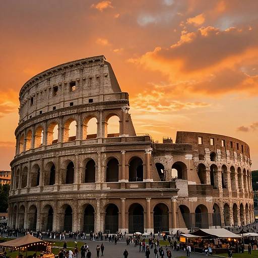 Sunset Rome Colosseum Market Scene