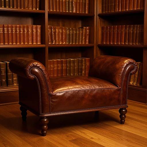 Elegant Classic Leather Sillon in Library