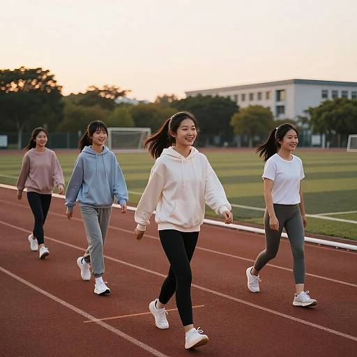 Joyful Girls Training at Sunset Track