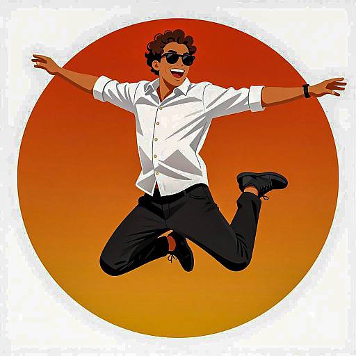 Joyful Jumping Man in Digital Art