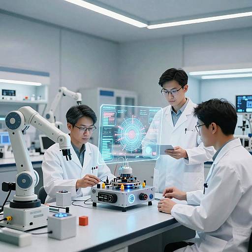 Futuristic Lab with AI Collaboration