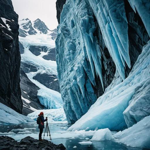 Photographer at Glacier Cliffside