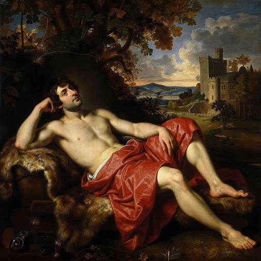 Classical Painting of Reclining Man