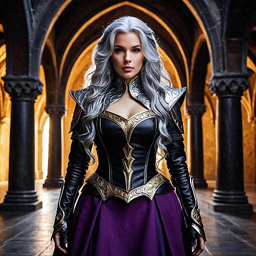 Fantasy Dark Elf Cosplay with Silver Hair
