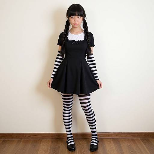 Realistic Baby Wednesday Addams Portrait