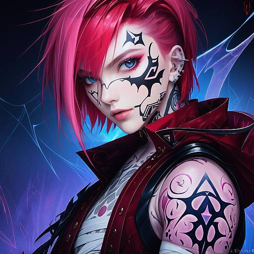 Illustration of Arcane vi, league of legends in the style of Dsmile