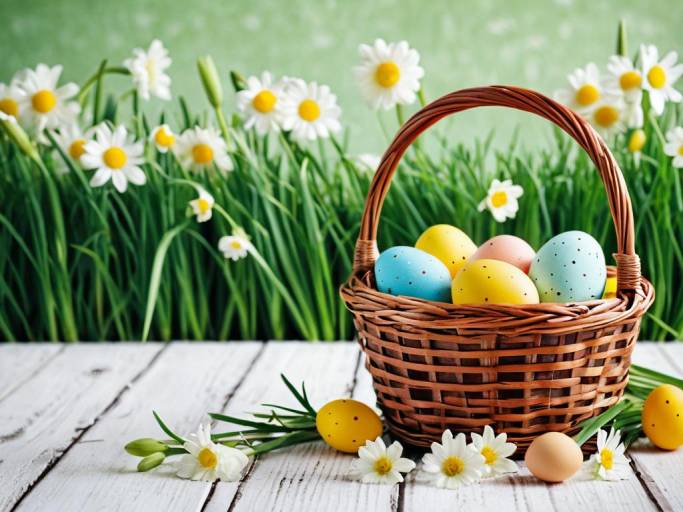 Springtime Easter Basket with Flowers