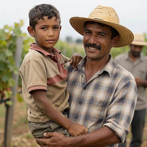 Smiling Duo in Vineyard Setting