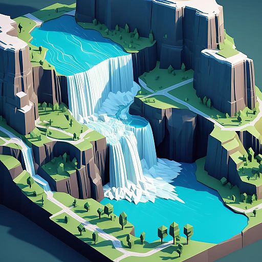 Elegant Low Poly Niagara Falls Design