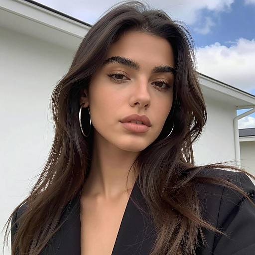 Young Woman with Wavy Hair in Profile