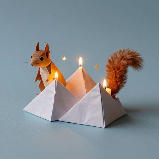 Origami Mountains Behind Squirrel's Ear