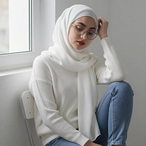 Portrait of Woman in White Hijab