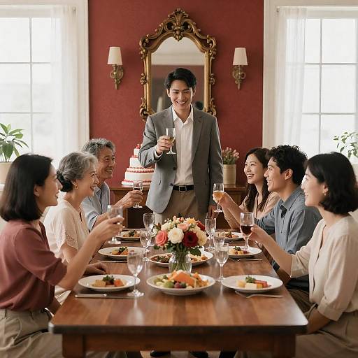 Joyful Family Dinner Celebration Scene