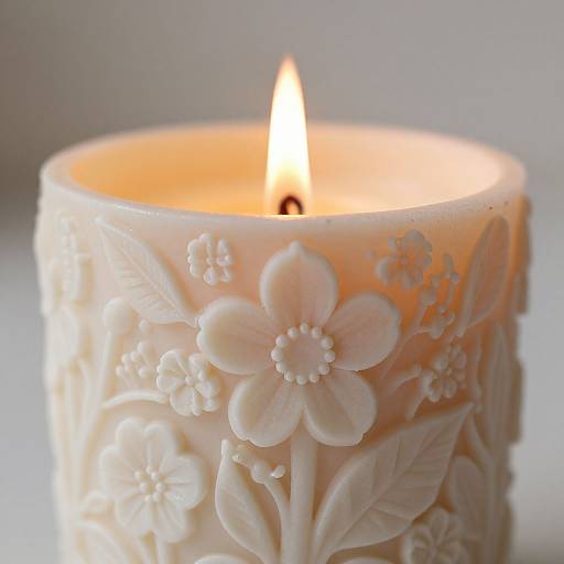 Intricate Floral Decorative Candle Close-up