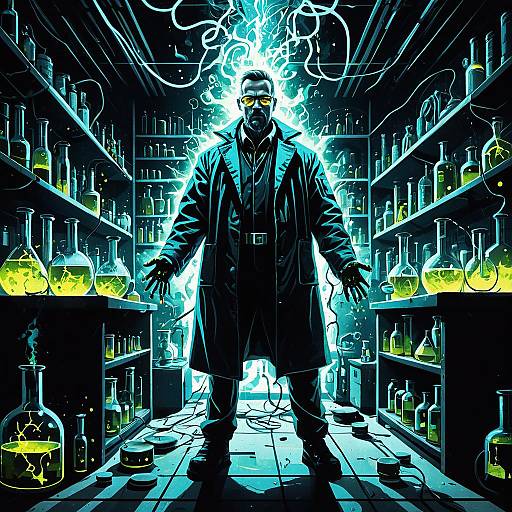 Chaotic Chemist in Cyberpunk Laboratory