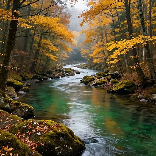Autumn Forest River Meandering