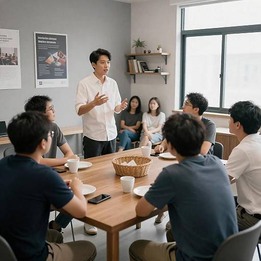 Casual Meeting Room Interaction Scene
