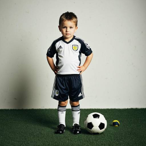 Young Boy in Soccer Uniform with Ball