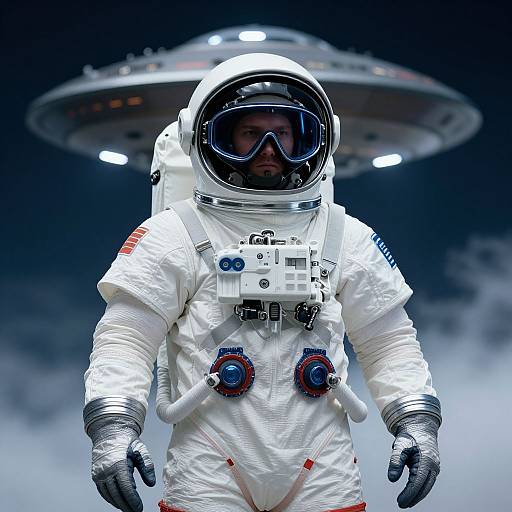 Man in Space Suit with UFO