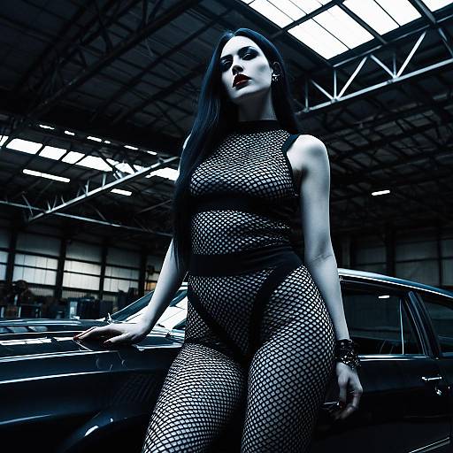 Gothic Fashion in Industrial Setting