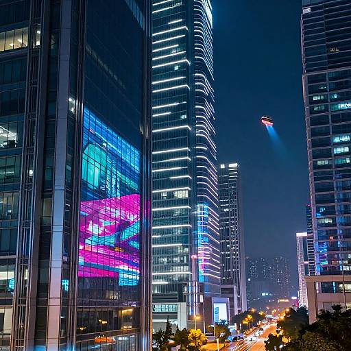 Futuristic Neon Cityscape at Night