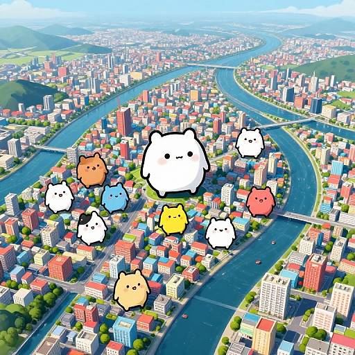 Kawaii Cityscape in Dreamlike Style