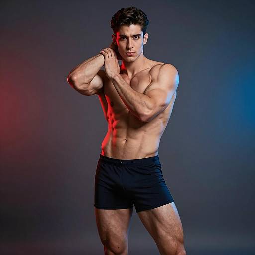 Fit Athletic Man in Sports Shorts