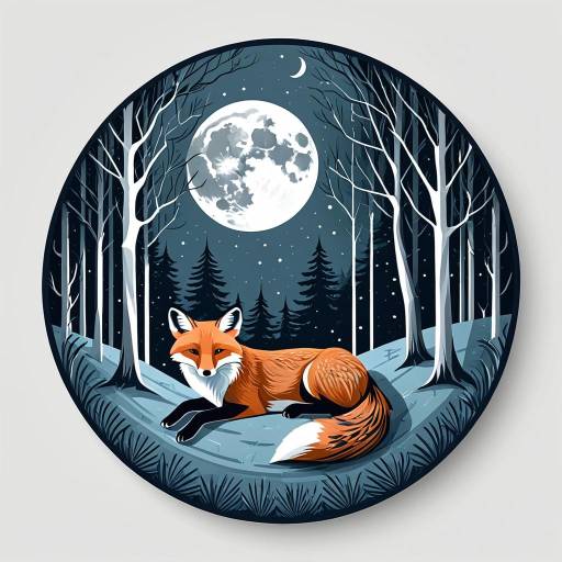 Fox in Moonlit Forest Clearing