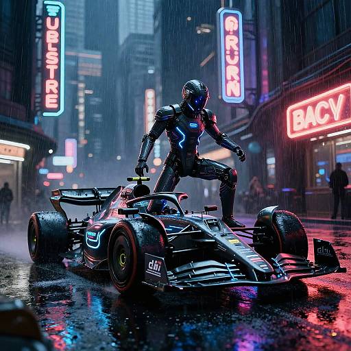 Neon Noir Sci-Fi Formula 1 Racing