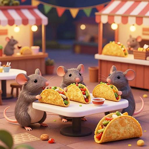 Whimsical Cartoon Rat Taco Restaurant